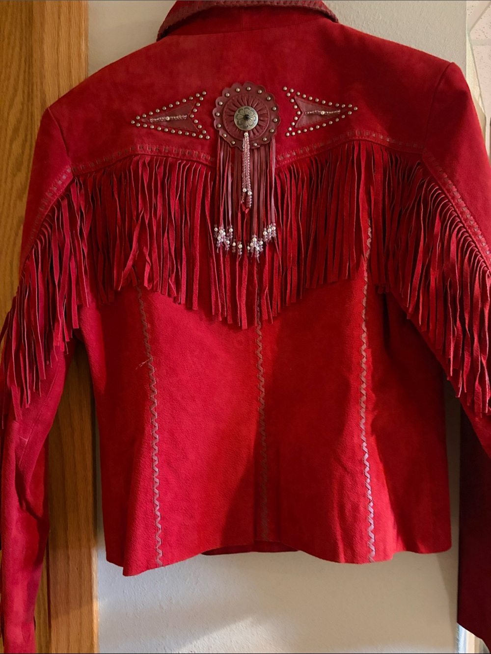 Scully Red Suede Fringe Jacket with Concho Accents - Picture 3 of 8